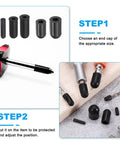 Fits Like A Dream Silicone End Caps 40 Pack 6mm Inner Diameter 13mm Height shown with various black screw thread protectors.