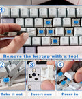 Installation guide for Blue 3 Pin Clicky Tactile Mechanical Keyboard Switches 50 Pcs DIY Replacement Kit With Switch Puller And Cleaning Brush