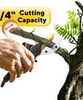Heavy Duty Bypass Pruning Shears For Garden With Soft Cushion Grip Handle And SK5 High Carbon Steel Blades cutting branch