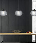 2 Pack 7.7 Inch Black Brownish Grey Seeded Glass Pendant Lights For Kitchen Island And Dining Area Over Sink