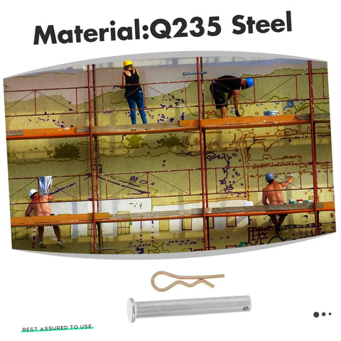 Heavy Duty 10 Pack Scaffolding Couplings With Clips And Fixed Inserts Welding Fixing Pegs Galvanized And Rust Resistant Quick Assembly for Secure Connections In Construction And Workshop Environments, showing Q235 steel material in use on site