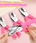 Four Piece 0.25 Inch Hole Punch Set with Circle Heart Star Triangle Shapes Soft Handles for Crafts Scrapbooking Binders