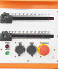 Control panel of 1700W Electric Rebar Bender With Foot Switch, showing angle settings and emergency stop.