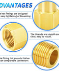Advantages of brass pipe fitting long nipple one eighth NPT male to female, smooth threads and thick fittings for easy install.