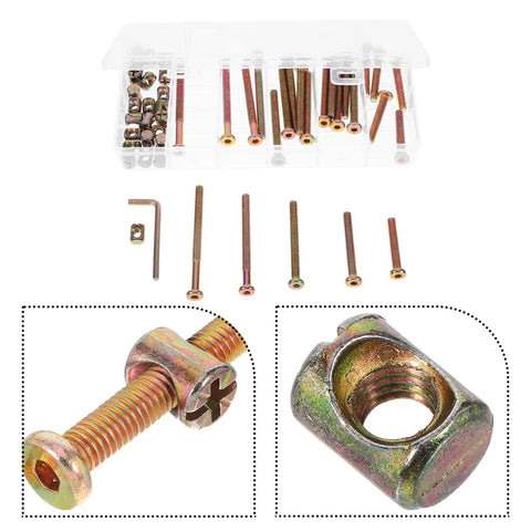 49 Pcs M6 Hex Socket Cap Screws And Barrel Nut Set 40-80mm Do It All Furniture Hardware For Assembly And Repair in box