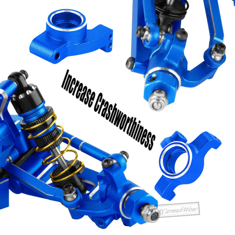 Close-up of navy blue shock tower and arm for Sick Rc Car Upgrades For Losi 1 24 Micro B And 1 28 Micro T 2S Racing.