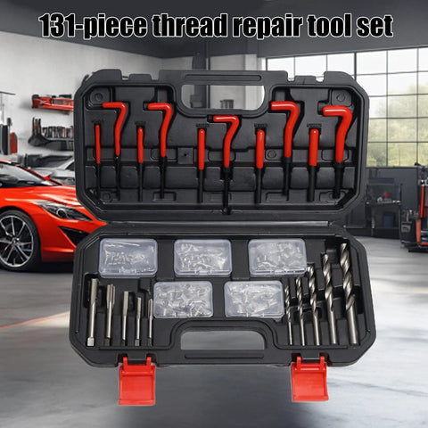 Professional Thread Repair Kit With Precision M5 To M12 Inserts in sturdy case, organized tools and inserts for engine repair.