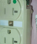 Box Of Ten Built Tough Hospital Grade Electrical Outlet Receptacles 20 Amp 120 Volt Duplex Nema 5 20r Ivory Green Dot Tamper Resistant mounted view.