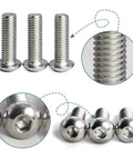 M5 X 5mm Button Head Socket Cap Screws 304 Stainless Steel showing threads and hex drive, ideal for light duty projects.