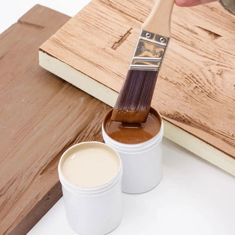 4 Oz Champagne Mist Touch Up Paint Kit For Faux Wood Beams And Trim Includes Custom Color Matching Tints, paint brush and colors.