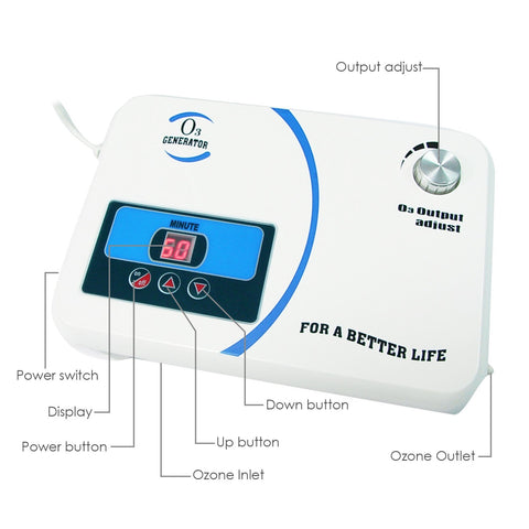 Industrial Ozone Generator With 500 Mg Per Hour Output For Odor Elimination And Air Purification High Capacity O3 Machine showing control panel with adjustable dial and timer.