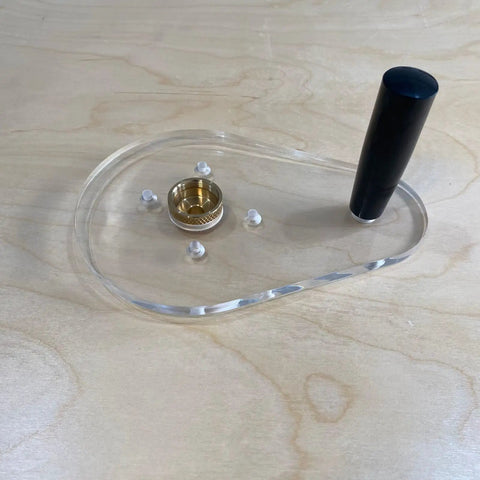 Super Slick Clear Acrylic Router Base Plate For RT0701C And XTR01Z Six By Nine Inch with mounting holes and handle.