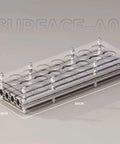 14 Piece Single Dose Coffee Bean Storage Tubes With Airtight One Way Valve And Heavy Duty Metal Stand top view, dimensions 30cm x 10cm x 6cm