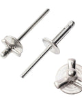 50 Pack Aluminum Pop Rivets 3/16 Inch Grip, 1 Inch Length, Large Head, Tri Fold Expanding Rivets, 5/8 Inch Flange, Silver