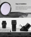 Moon Filter 2 Inch for Telescopes, Cuts Moon Glow and Glare, with eyepiece accessories for improved night sky clarity.