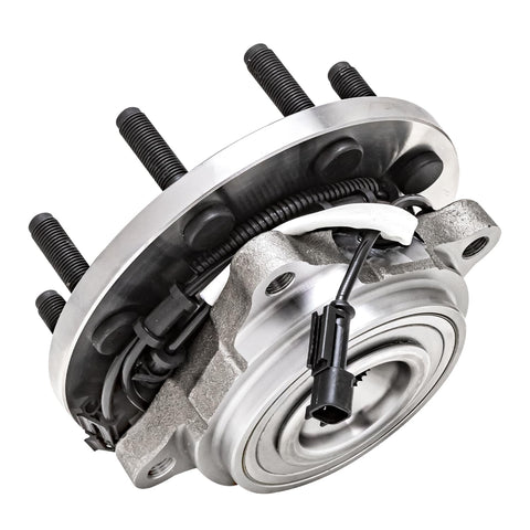 Beefed Up Front Wheel Bearing Hubs Assembly 2 Pack For Ram 2500 2014 2015 2016 2017 2018 And Ram 3500 2013 2014 2015 2016 2017 2018 Front Left And Right 8 Bolt ABS Hub Replacement Kit shown in close-up