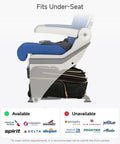 LUGGEX underseat carry-on luggage with wheels, black soft-sided 16-inch bag shown under a seat