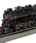Front view of HO Scale PRR K4 3747 Post War Era Steam Locomotive With DCC Sound Realistic Voice Guided Audio Assist on track.