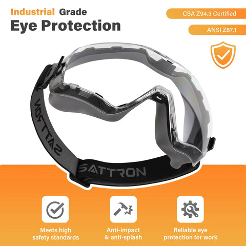 Over Glasses Safety Goggles With Panoramic Lens Anti Fog And Scratch Resistant ANSI Z87.1 Eye Protection For Chemistry Lab And Woodworking UV Protective Dust Goggles With Adjustable Strap