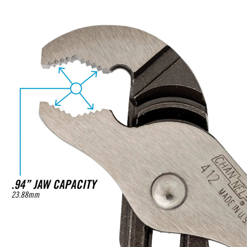 Heavy Duty V Jaw Tongue And Groove Pliers 6.5 Inch With 0.94 Inch Jaw Capacity close-up showing precision jaws