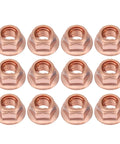 Heavy Duty 12 Pack M8 Hex Nuts For Exhaust Manifold Copper Flashed Engine Hardware High Heat Resistant Fastener Kit displayed