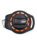 Top view of a Three Eighths Inch By Fifty Foot Steel Construction Long Tape Measure With Three To One Gear For Fast Winding Built Tough Durable Dual