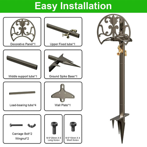 Heavy Duty Garden Hose Stand With Brass Faucet Detachable Hose Holder Freestanding Metal Reel assembly parts