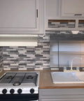 10 Sheet Peel And Stick Backsplash Tiles For Kitchen And Bathroom, 12x12 Inch Grey Marble Design above kitchen stove and sink
