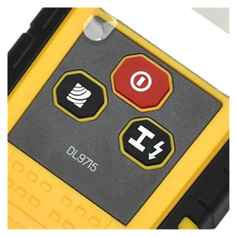 Close-up of Dead On Accurate Wall Scanner And Stud Finder control panel with buttons for detection mode and power.