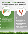 Infographic comparing durable nylon PA6 replacement blades for Ryobi 3 in 1 fixed string trimmer head AC053N1FH with alternatives