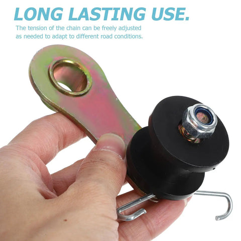 Top Tier Zacks Motorcycle Chain Tensioner Kit With Durable Roller And Anti-Slip Grip Design For Off Road Bikes Perfect For Smashing Riders Who Want Easy Install And Rock Solid Performance To Keep Their Driveline Tight No Slack Allowed, black roller and metal bracket