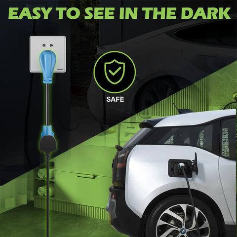 Nema 6-50P To 14-50R EV Charger Adapter Cord, 50 Amp connection with illuminated plug, designed for Tesla Level 2 charging.