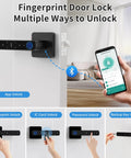 Smart Biometric Fingerprint Door Lock With App And Passcode, Five Unlocking Methods Including Fingerprint, Code, App Control, IC Cards, And Physical Keys