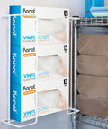 Boxes of Large 1000 Count Clear Vinyl Disposable Gloves, Powder Free, Great Fit, Tear Resistant for Multipurpose Use on storage shelf.