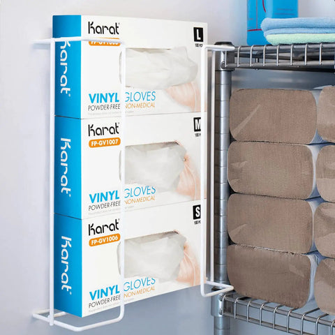 Boxes of Large 1000 Count Clear Vinyl Disposable Gloves, Powder Free, Great Fit, Tear Resistant for Multipurpose Use on storage shelf.