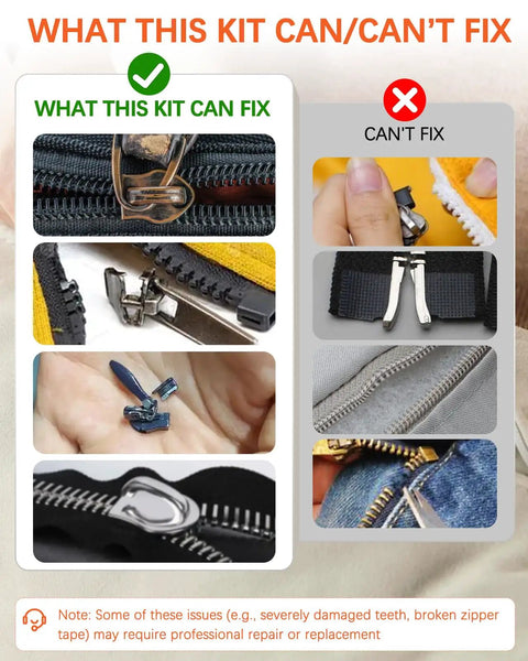 Comparison of zippers fixed by Universal Zipper Repair Kit 200 Pcs With Sizes 3, 5, 8, 10 And YKK Compatible Sliders