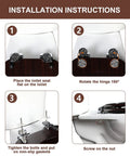 Installation instructions for Elongated Wood Toilet Seat with Zinc Alloy Hinges, showing step-by-step assembly process.