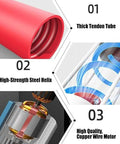 Close-up of components in Portable Grain Pumping Auger Conveyor, showing tendon tube, steel helix, and copper wire motor.