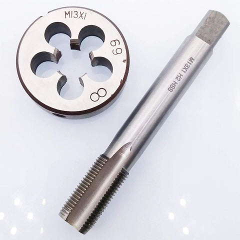 M13 X 1mm Tap And M13 X 1.0mm Die Set Right Hand Metric Threading High Speed Steel HSS Tap Length 87mm Die OD 38mm Die Height 10mm Precise Durable DIYers Friendly Tooling For Pros Includes 1 Tap And 1 Die