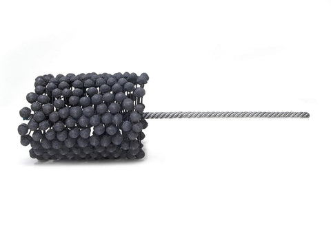 FLEX-HONE 3.75 Inch (95mm) Diameter Honing Tool, 240 Grit Silicon Carbide For Mild Steel Stainless Steel Cast Iron And Softer Ferrous Materials, Oversized, Boss-Grade Design For A Smoother Cylinder Wall Finish. Close-up of the flex-hone abrasive cylinder with steel shaft