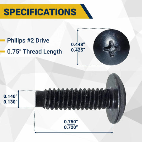 Black 10 32 Slide On Cage Nuts And Screws With Protective Plastic Washers 25 Pack Rack Mount Hardware Kit dimensions and specifications.