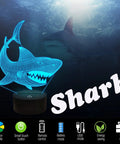 Shark 3D Illusion Night Light With Touch Control And Remote 16 Color USB LED Desk Lamp Kid Friendly Room Decor