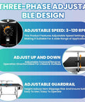 Three-phase design for 55 By 22 Inches Motorized Belt Conveyor Table, adjustable speed and guardrails for inkjet coding machines.