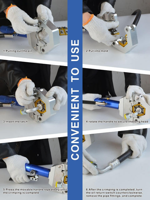 Steps to use Portable Hydraulic AC Hose Crimper Kit With Snap-On Dies, Handheld Crimp Tool Set for Air Conditioning Hose Repair