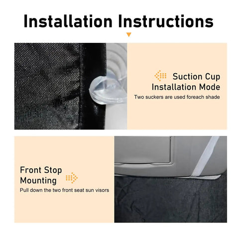 6PCS Reflective Car Windshield Sunshade Kit With Foldable Magnetic Side Window Shades And Storage Bag suction cup install