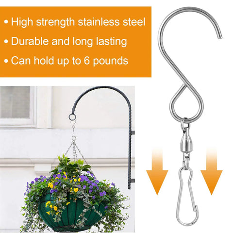 20 Pack Stainless Steel Swivel Hooks For Wind Spinners And Patio Deck Heavy Duty Rustproof S Clips Silver Premium Grade Garden Yard Hanging Hardware hanging a planter outdoors