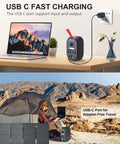 99Wh Portable Power Station With LiFePO4 Battery, 120W Continuous Output charging laptop indoors and supporting camping outdoors.