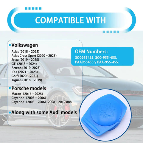 Washer Fluid Reservoir Cap Replacement For VW Atlas Jetta GTI ID4 Golf Tiguan Porsche Macan Cayenne And Audi Models OEM-Grade Fit