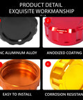 Rear Brake Fluid Reservoir Cap With CNC Aluminum Alloy Body Dope Look Gold Finish Oil Cap Cylinder Cover For Motorcycle Accessories Universal Replacement Fits Yamaha Kawasaki Suzuki Honda, details of design and build materials.