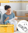 Woman doing laundry with Washer Door Lock Hook And Strike Assembly For LG And Kenmore Washers - Replaces 4026ER4004B, MFG63099101